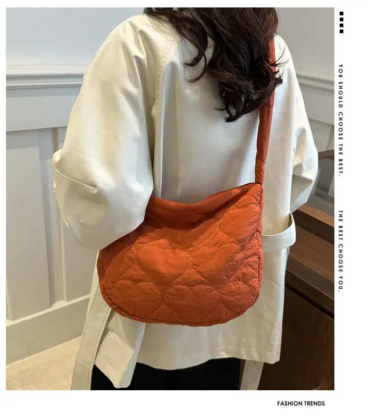 Korean Rhombic Puffer Shoulder Bag Olive Green — feature 1