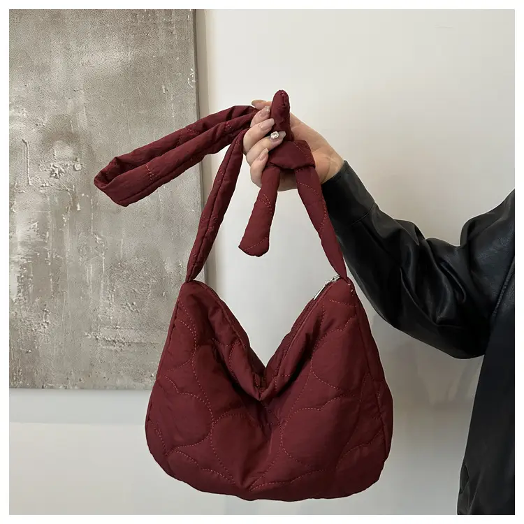 Korean Rhombic Puffer Shoulder Bag Olive Green — feature 12