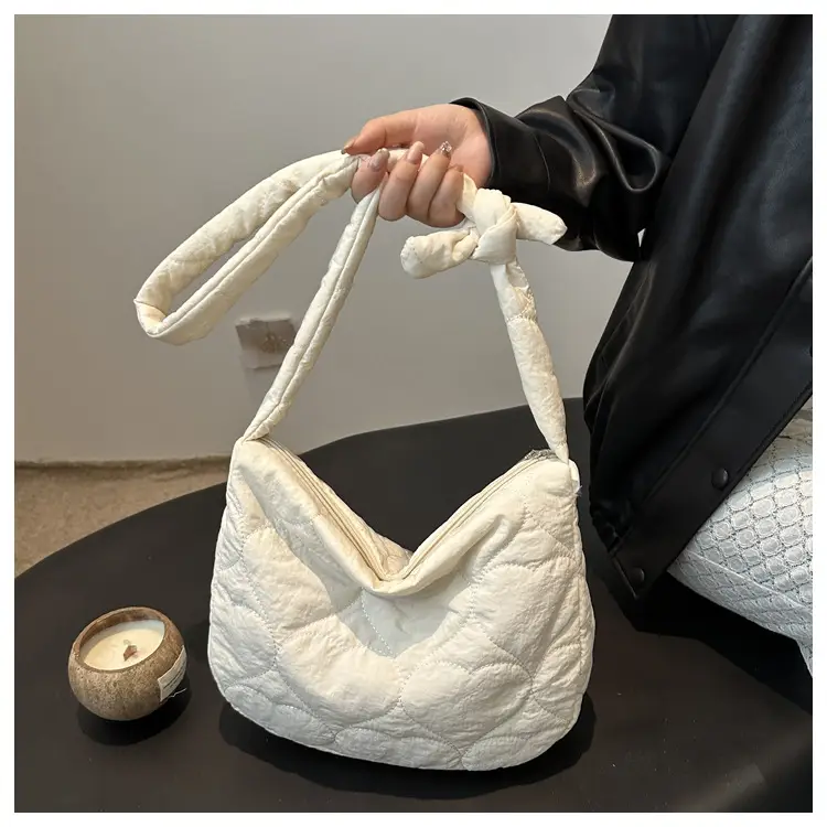 Korean Rhombic Puffer Shoulder Bag Olive Green — feature 15