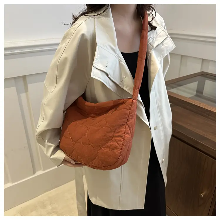 Korean Rhombic Puffer Shoulder Bag Olive Green — feature 19
