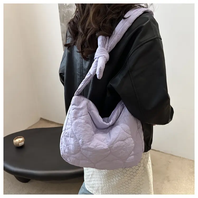 Korean Rhombic Puffer Shoulder Bag Olive Green — feature 23