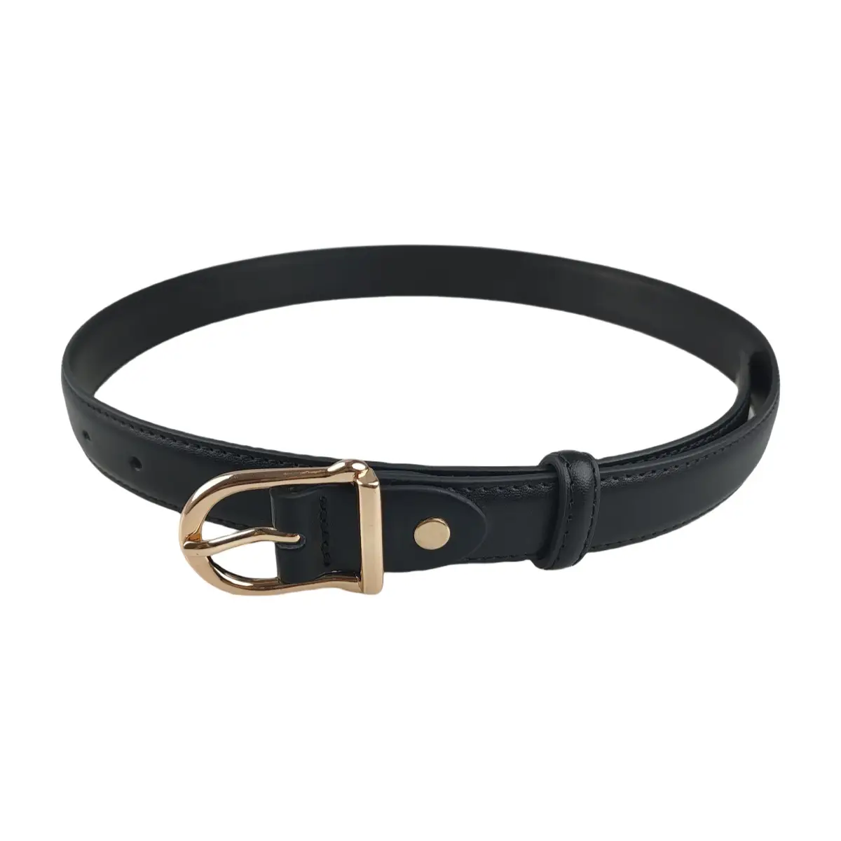 Black Leather Belt with Gold Buckle for Women — feature 4