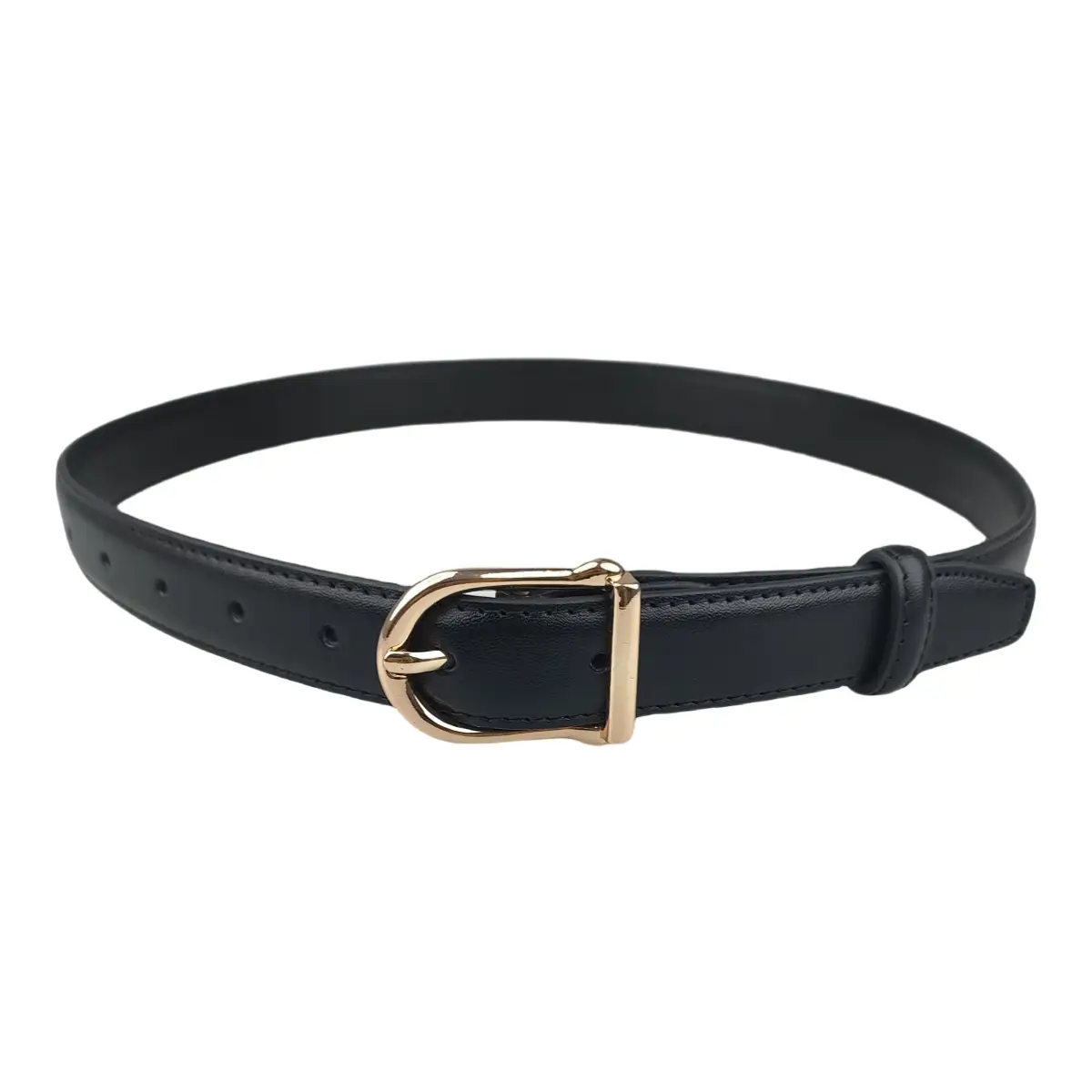 Black Leather Belt with Gold Buckle for Women — feature 6