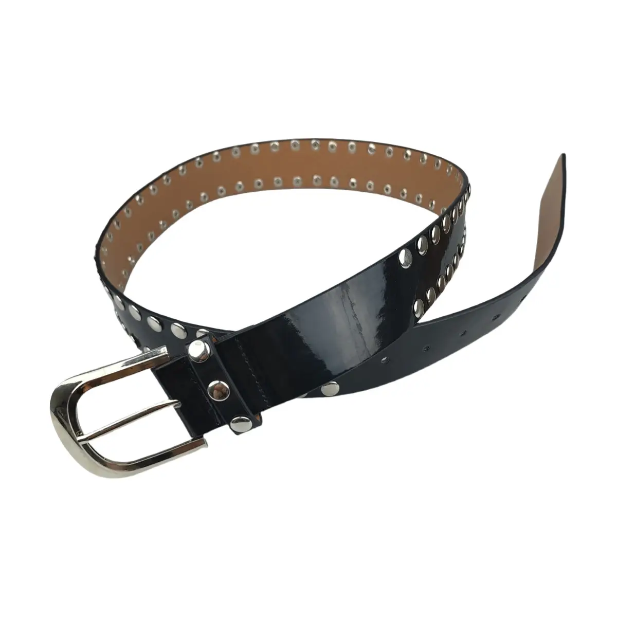 Black Belt Trouser with Rivet Beads & Buckle