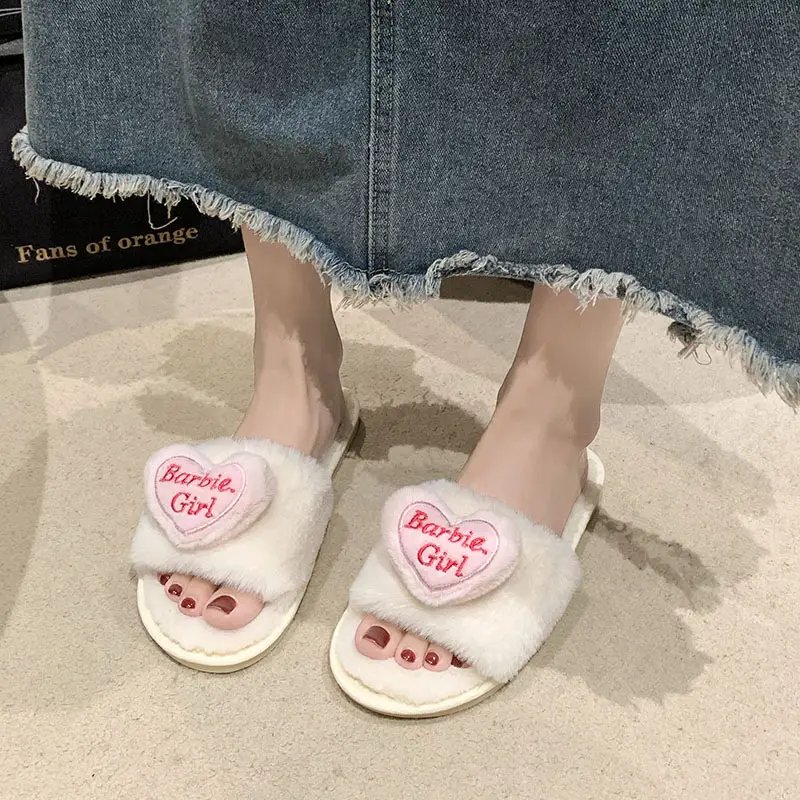 Love accessories fluffy slippers women wear 2024 autumn and winter new sweet girls home plush cotton slippers wholesale — feature 10