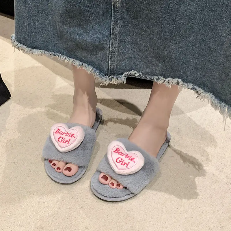 Love accessories fluffy slippers women wear 2024 autumn and winter new sweet girls home plush cotton slippers wholesale — feature 14