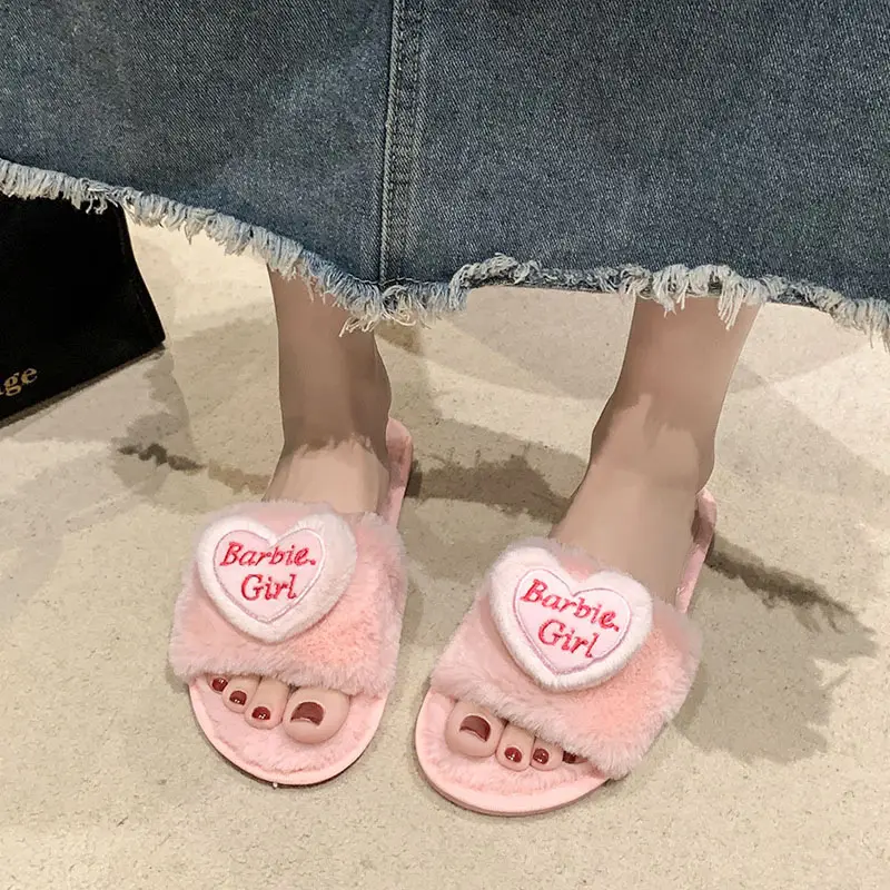 Love accessories fluffy slippers women wear 2024 autumn and winter new sweet girls home plush cotton slippers wholesale — feature 16