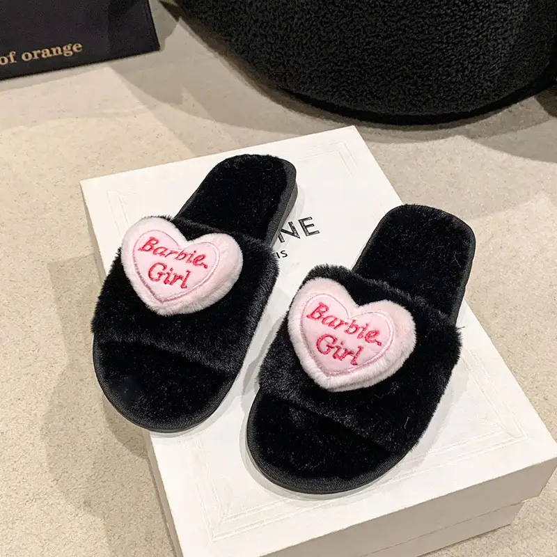 Love accessories fluffy slippers women wear 2024 autumn and winter new sweet girls home plush cotton slippers wholesale — feature 18