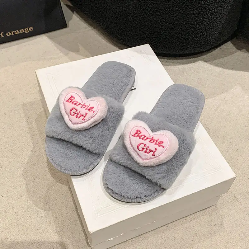 Love accessories fluffy slippers women wear 2024 autumn and winter new sweet girls home plush cotton slippers wholesale — feature 20