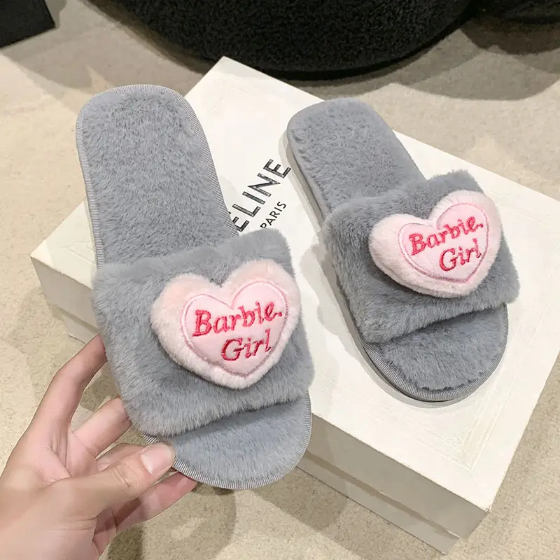 Love accessories fluffy slippers women wear 2024 autumn and winter new sweet girls home plush cotton slippers wholesale — feature 21