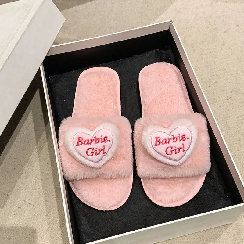 Love accessories fluffy slippers women wear 2024 autumn and winter new sweet girls home plush cotton slippers wholesale — feature 22