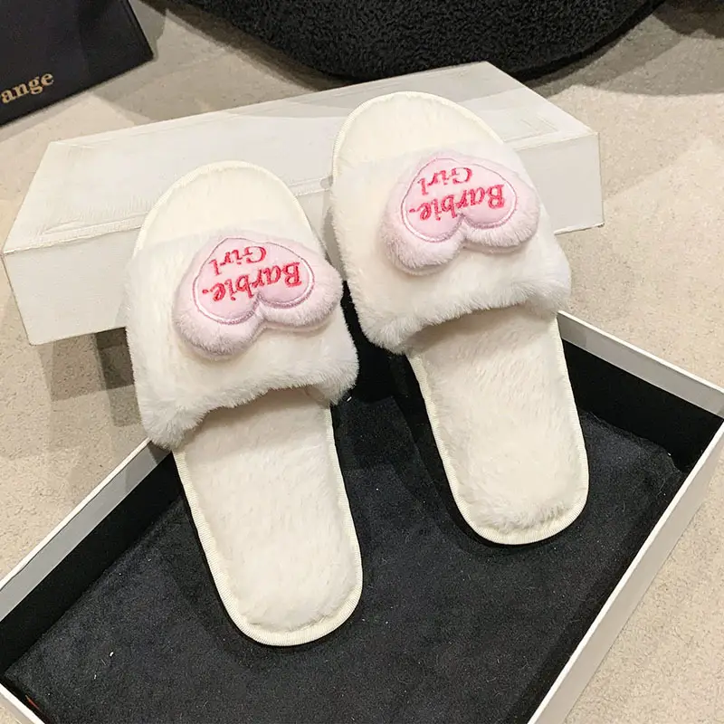 Love accessories fluffy slippers women wear 2024 autumn and winter new sweet girls home plush cotton slippers wholesale — feature 24