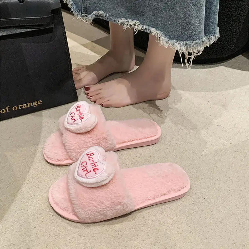 Love accessories fluffy slippers women wear 2024 autumn and winter new sweet girls home plush cotton slippers wholesale — feature 26