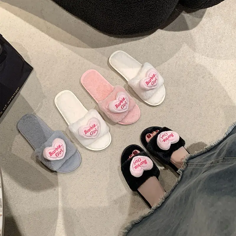 Love accessories fluffy slippers women wear 2024 autumn and winter new sweet girls home plush cotton slippers wholesale — feature 7