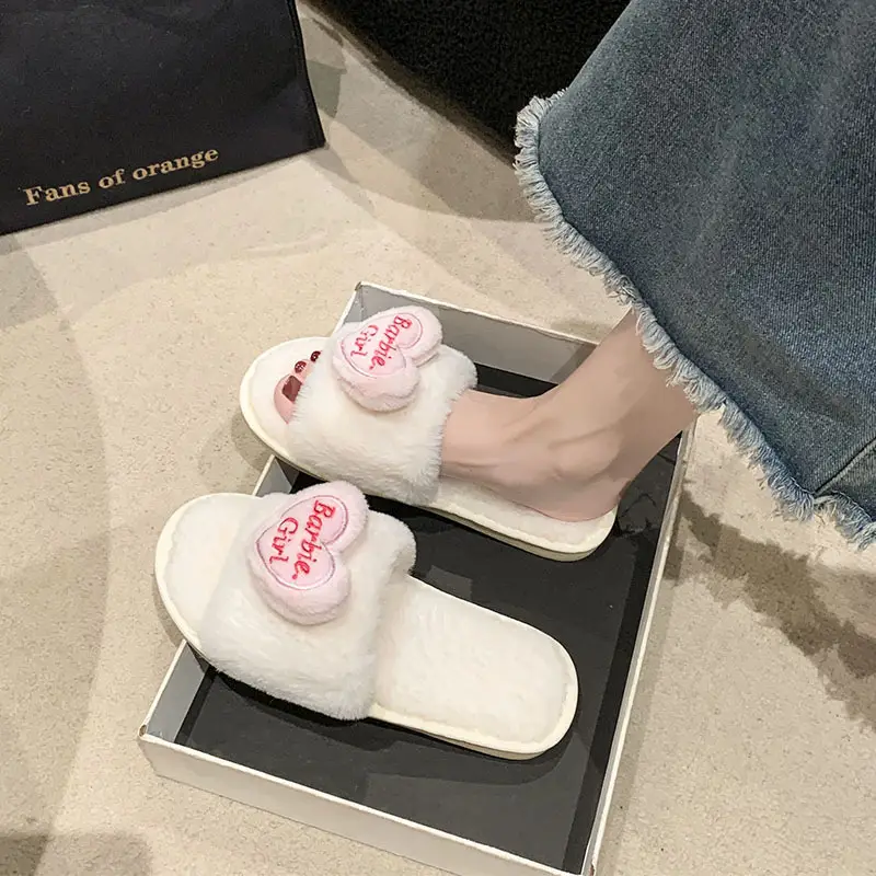 Love accessories fluffy slippers women wear 2024 autumn and winter new sweet girls home plush cotton slippers wholesale — feature 9