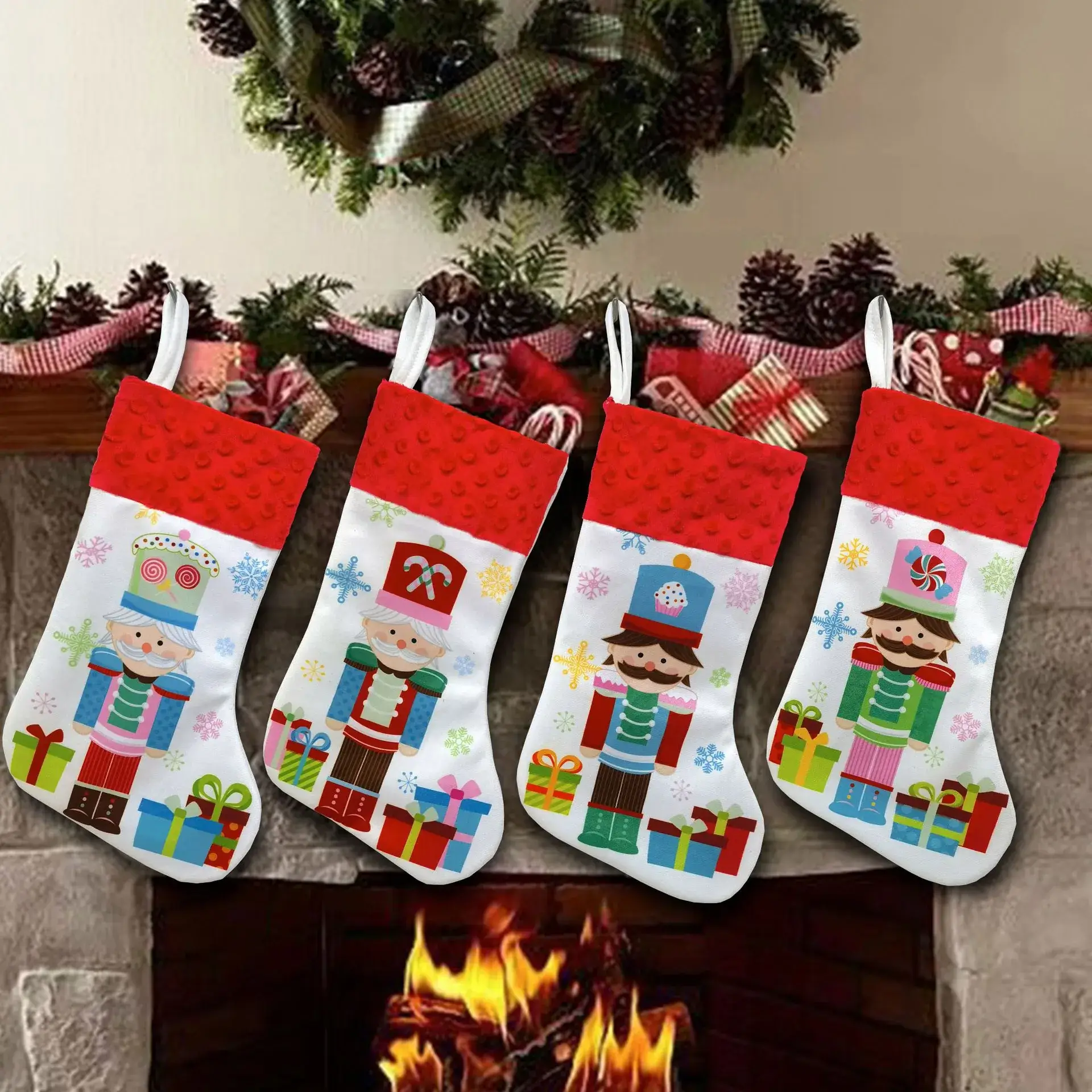 Walnut Christmas Stocking with Nutcracker & Gift Bags - Image 7