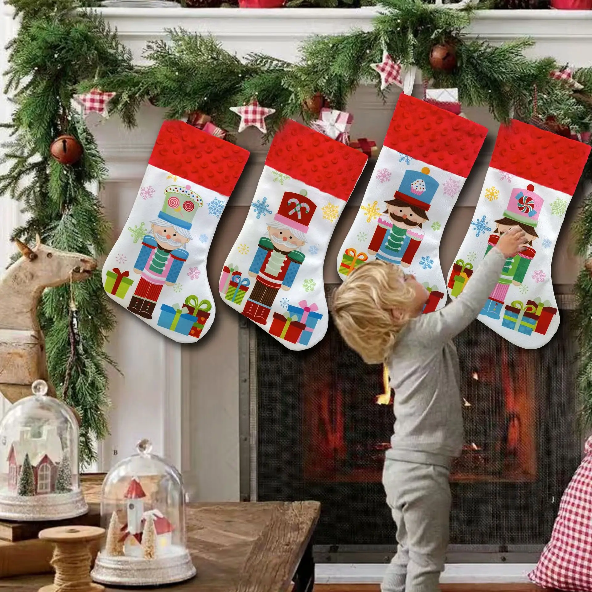 Walnut Christmas Stocking with Nutcracker & Gift Bags — feature 5
