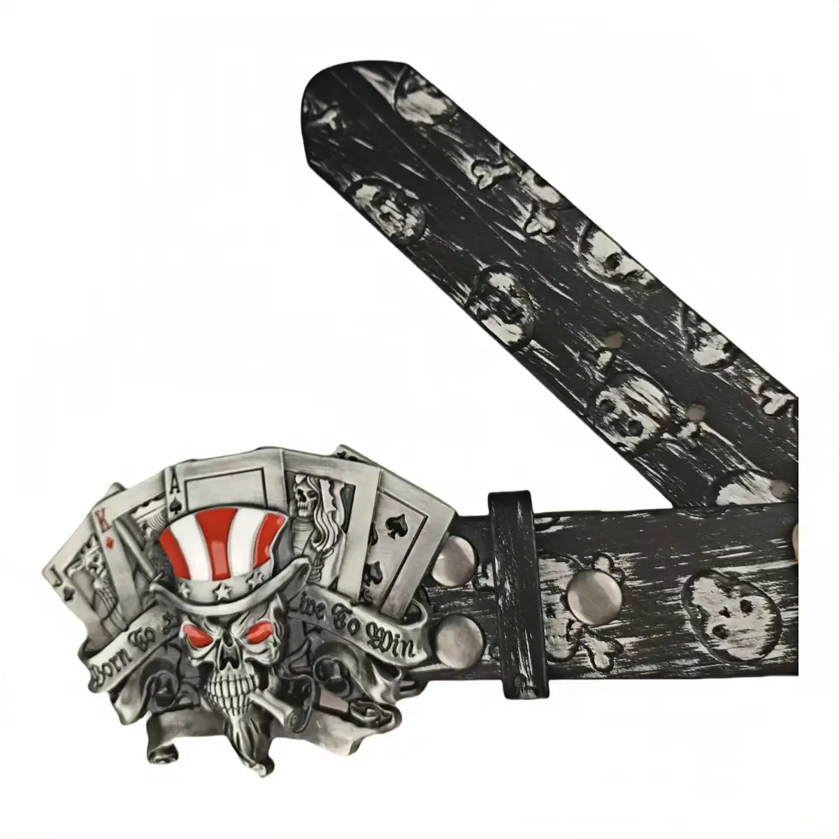 Trendy Skull Alloy Silver Buckle Belt for Youth - Image 3