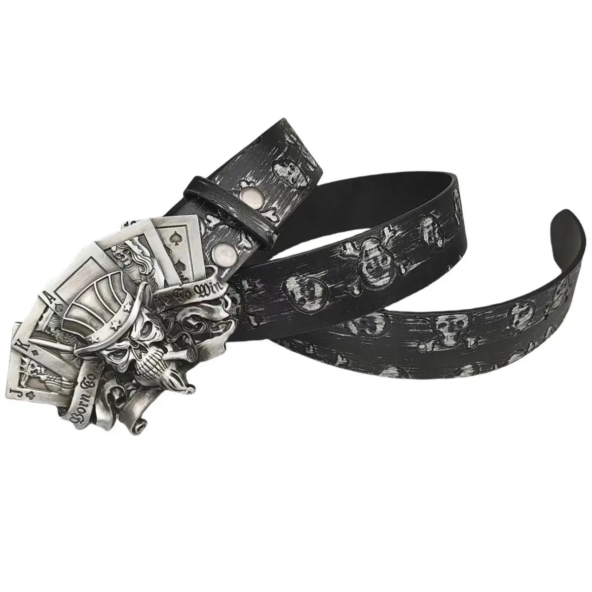 Trendy Skull Alloy Silver Buckle Belt for Youth - Image 4