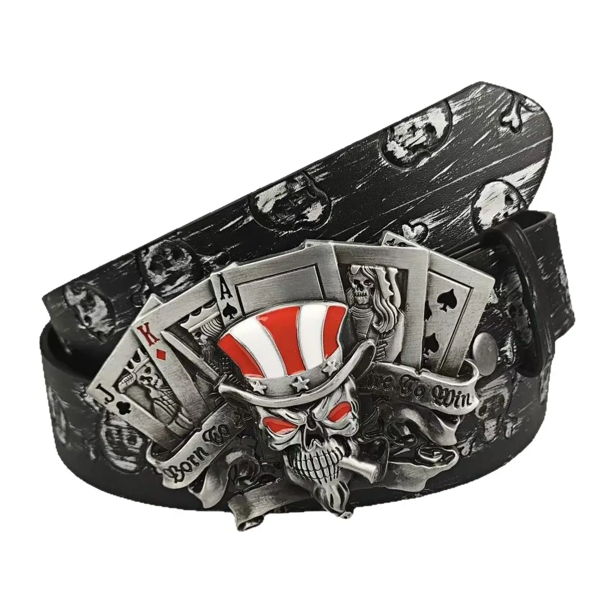 Trendy Skull Alloy Silver Buckle Belt for Youth - Image 5