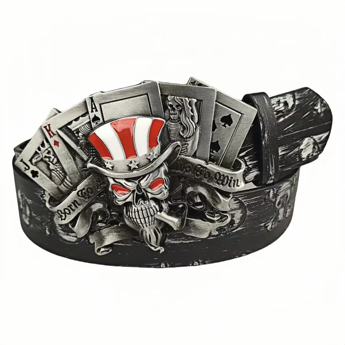 Trendy Skull Alloy Silver Buckle Belt for Youth — feature 2