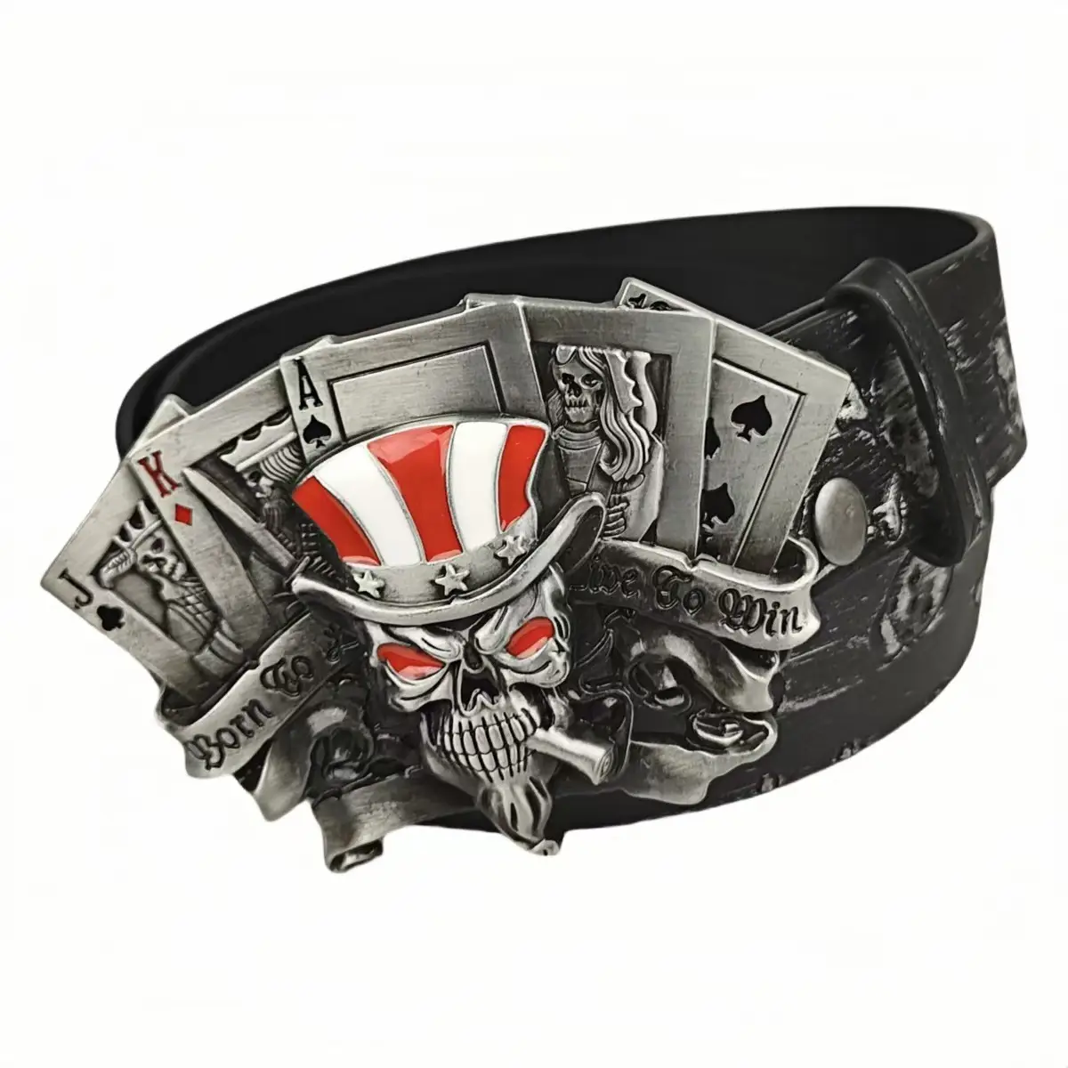 Trendy Skull Alloy Silver Buckle Belt for Youth — feature 3