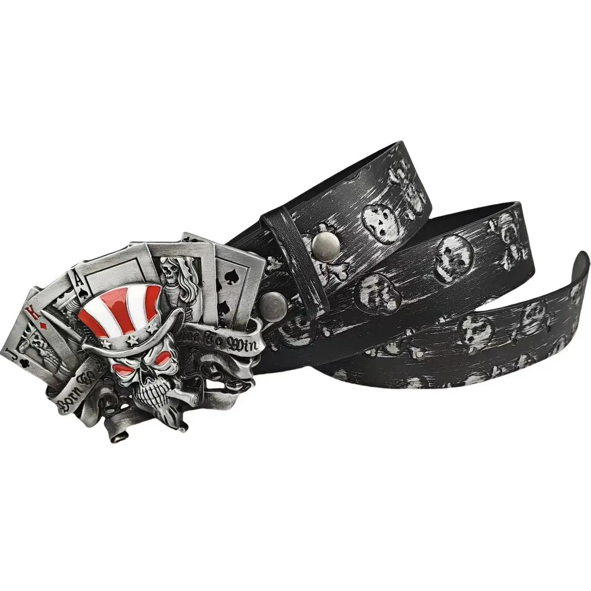 Trendy Skull Alloy Silver Buckle Belt for Youth — feature 4