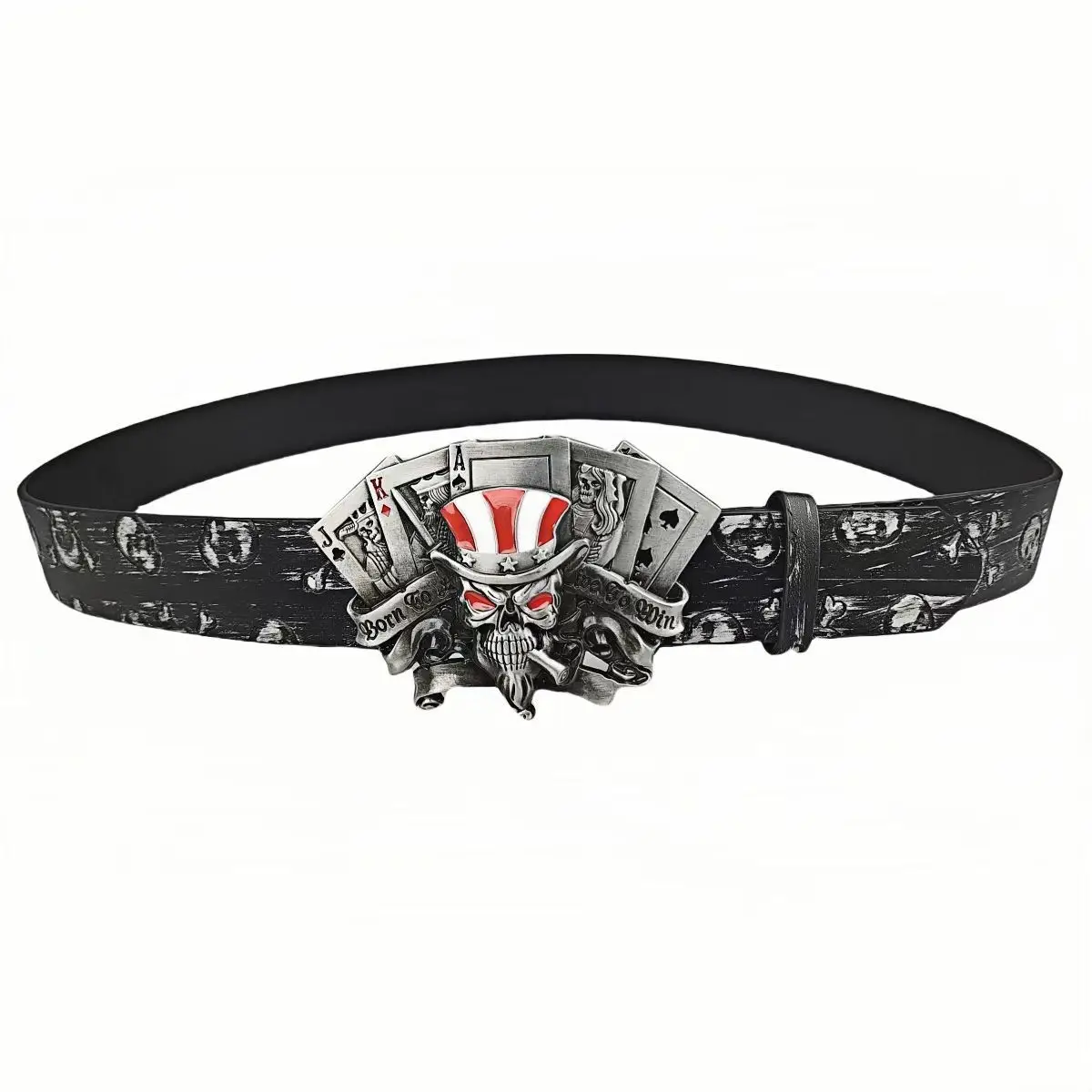 Trendy Skull Alloy Silver Buckle Belt for Youth — feature 5