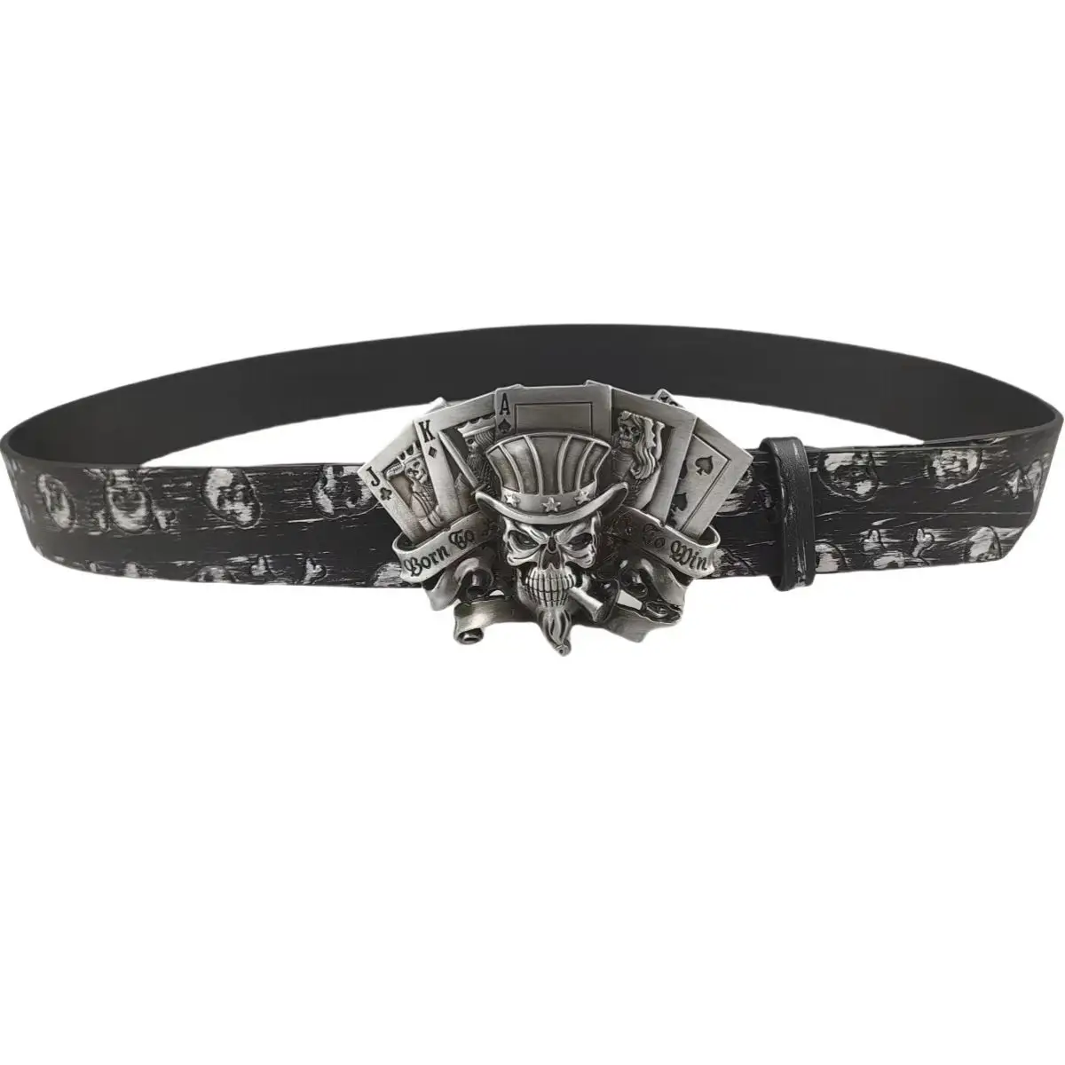 Trendy Skull Alloy Silver Buckle Belt for Youth — feature 9