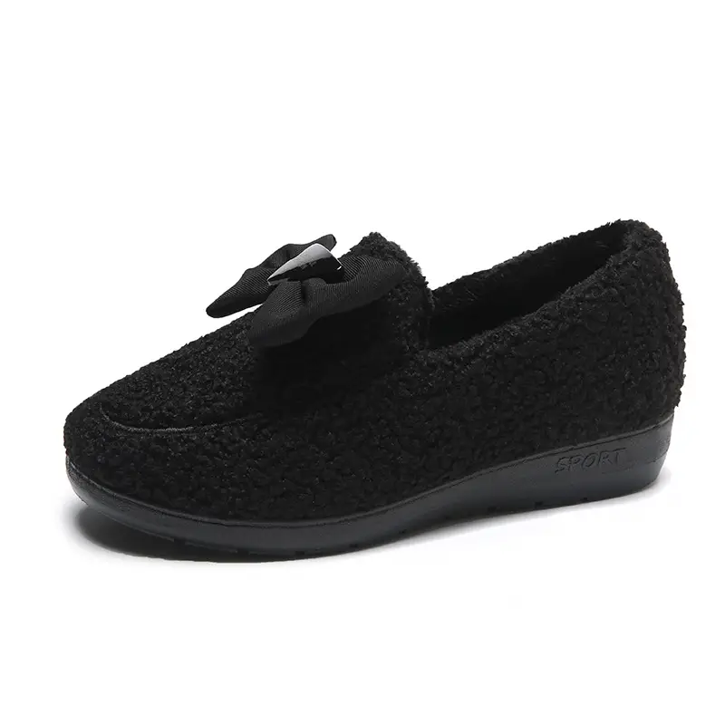 2026 Winter New Style Old Beijing Cloth Shoes with Fleece Lining for Warmth, Daily Home Indoor Women's Cotton Slippers, Slip-On Cotton Shoes