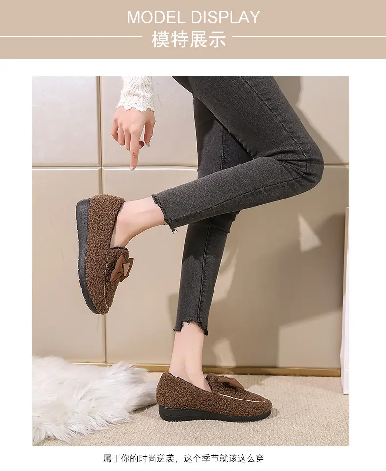 2026 Winter New Style Old Beijing Cloth Shoes with Fleece Lining for Warmth, Daily Home Indoor Women's Cotton Slippers, Slip-On Cotton Shoes — feature 12