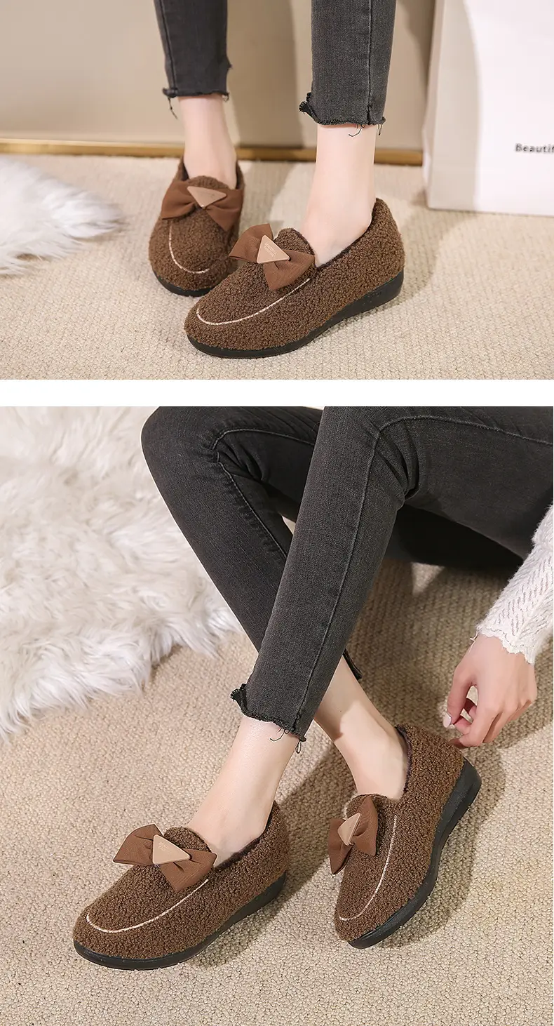 2026 Winter New Style Old Beijing Cloth Shoes with Fleece Lining for Warmth, Daily Home Indoor Women's Cotton Slippers, Slip-On Cotton Shoes — feature 13