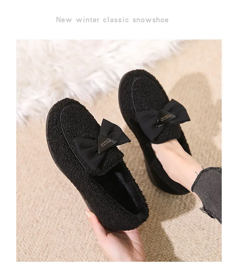 2026 Winter New Style Old Beijing Cloth Shoes with Fleece Lining for Warmth, Daily Home Indoor Women's Cotton Slippers, Slip-On Cotton Shoes — feature 20