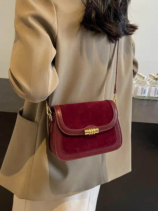 Women's Retro Crossbody Bag Brown Suede 2024 - Image 8