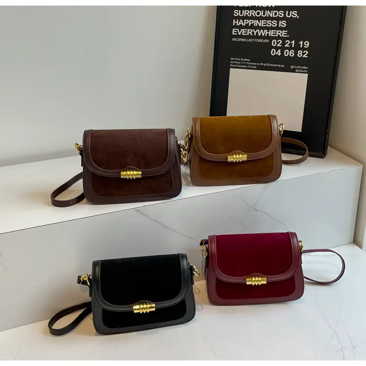 Women's Retro Crossbody Bag Brown Suede 2024 — feature 1