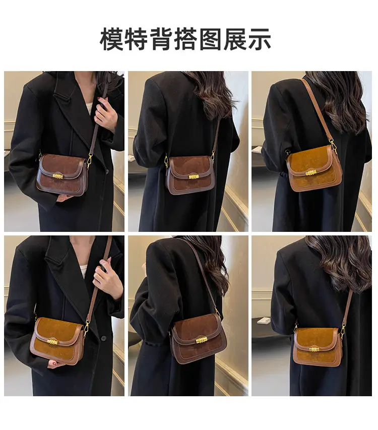Women's Retro Crossbody Bag Brown Suede 2024 — feature 10
