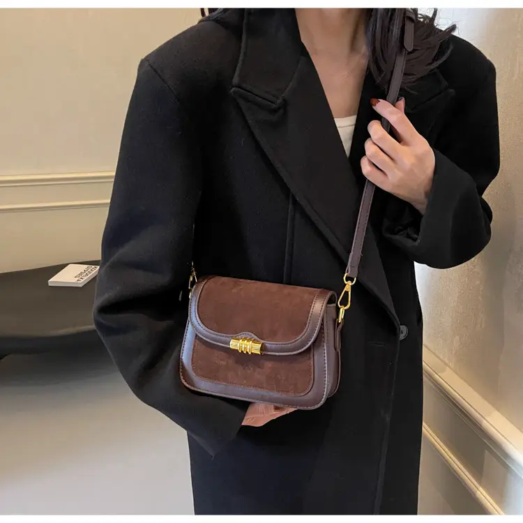 Women's Retro Crossbody Bag Brown Suede 2024 — feature 11