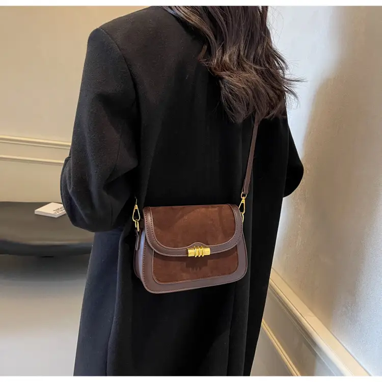 Women's Retro Crossbody Bag Brown Suede 2024 — feature 12