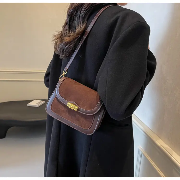 Women's Retro Crossbody Bag Brown Suede 2024 — feature 13