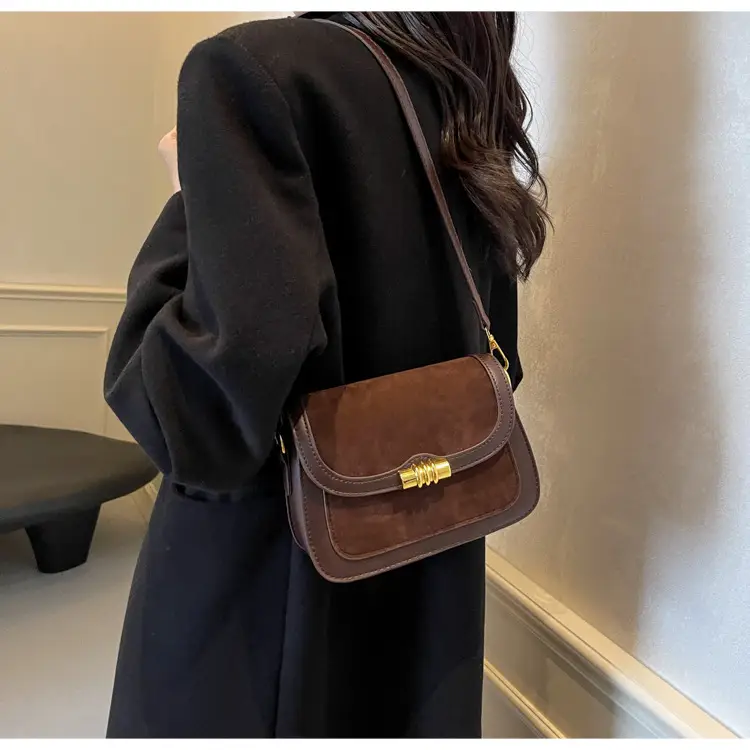 Women's Retro Crossbody Bag Brown Suede 2024 — feature 14