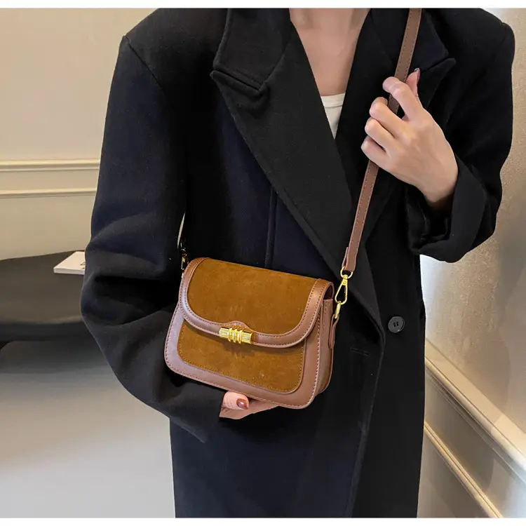 Women's Retro Crossbody Bag Brown Suede 2024 — feature 15