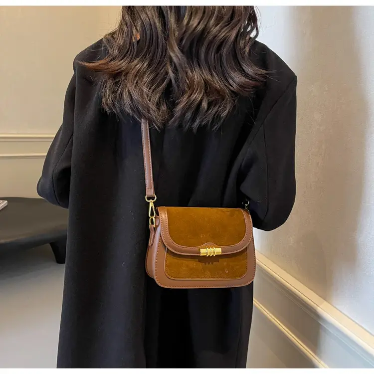 Women's Retro Crossbody Bag Brown Suede 2024 — feature 16