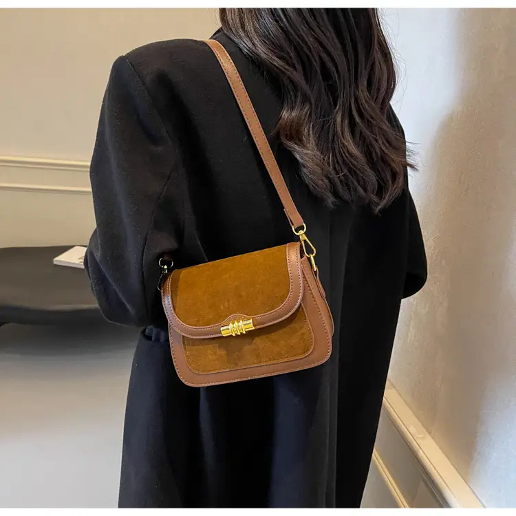 Women's Retro Crossbody Bag Brown Suede 2024 — feature 18