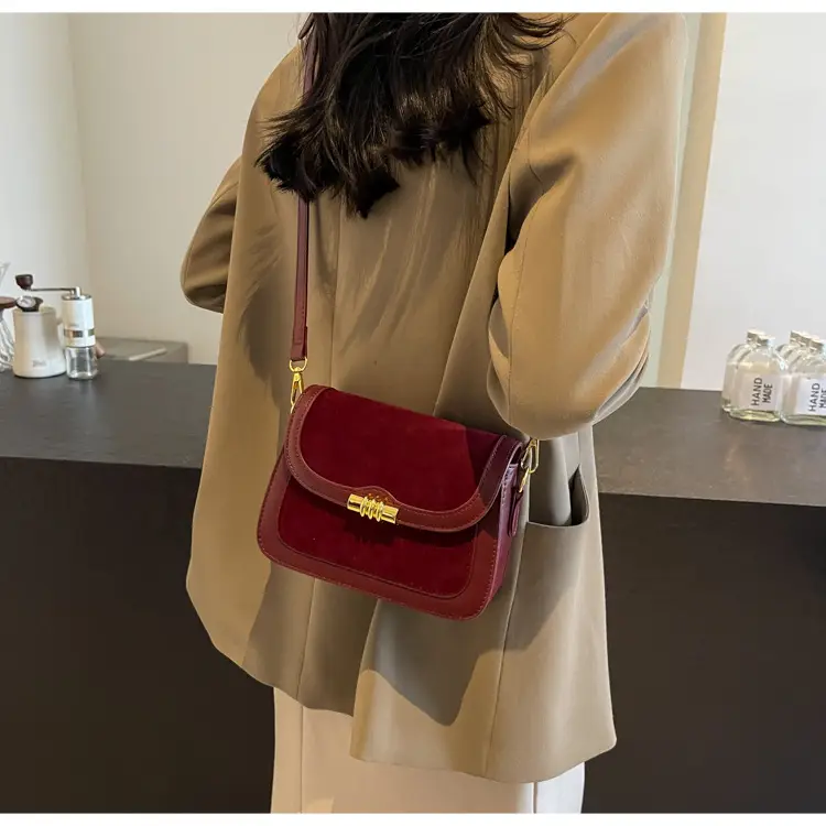 Women's Retro Crossbody Bag Brown Suede 2024 — feature 19