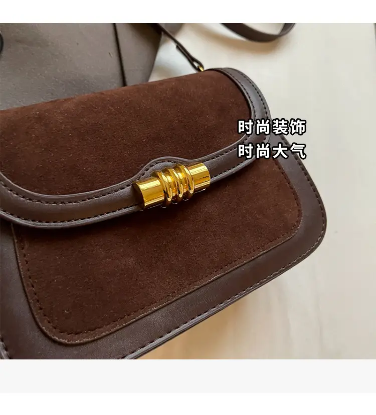 Women's Retro Crossbody Bag Brown Suede 2024 — feature 4