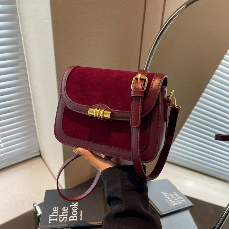 Women's Retro Crossbody Bag Brown Suede 2024 - Image 2