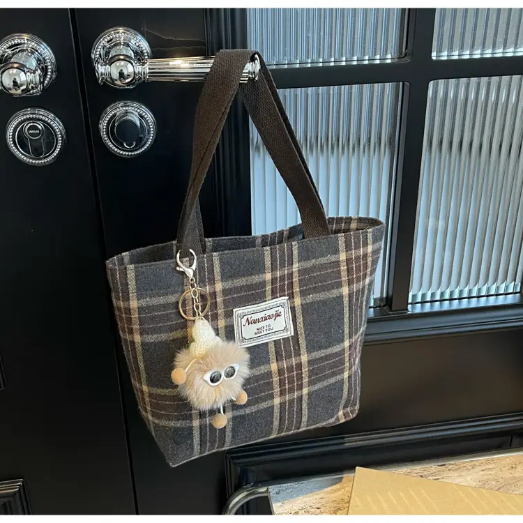 High School Canvas Bag Plaid Green 2024 Commuter Large Capacity — feature 25