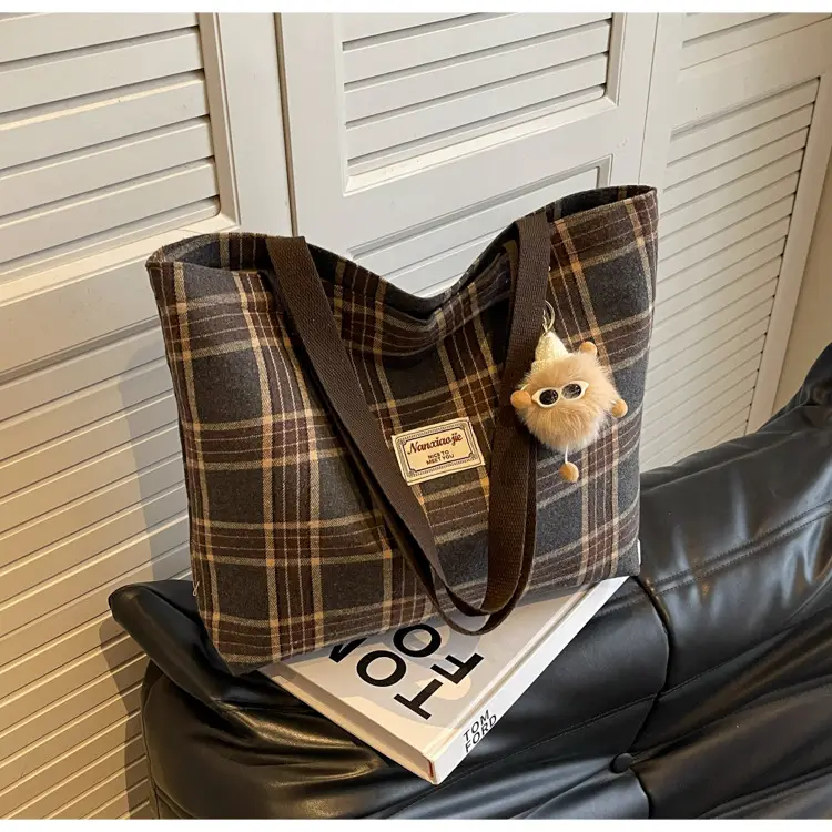 High School Canvas Bag Plaid Green 2024 Commuter Large Capacity — feature 32