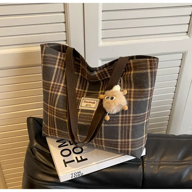 High School Canvas Bag Plaid Green 2024 Commuter Large Capacity — feature 33