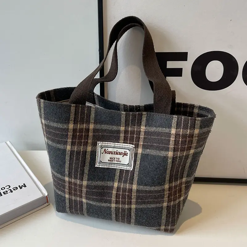 High School Canvas Bag Plaid Green 2024 Commuter Large Capacity - Image 11